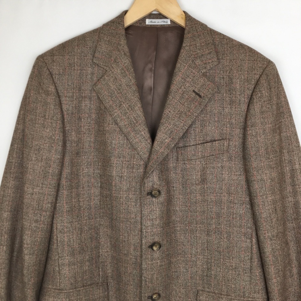 Ermenegildo Zegna Tweed Wool 3-Button Blazer Tan Men’s Size 50 Sports Coat - Picture 2 of 14